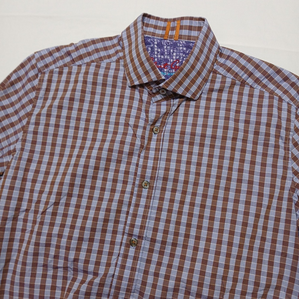 Robert Graham Mens Cotton Multicolor Shadow Plaid Stretch Dress Shirt Size Small - Picture 1 of 9